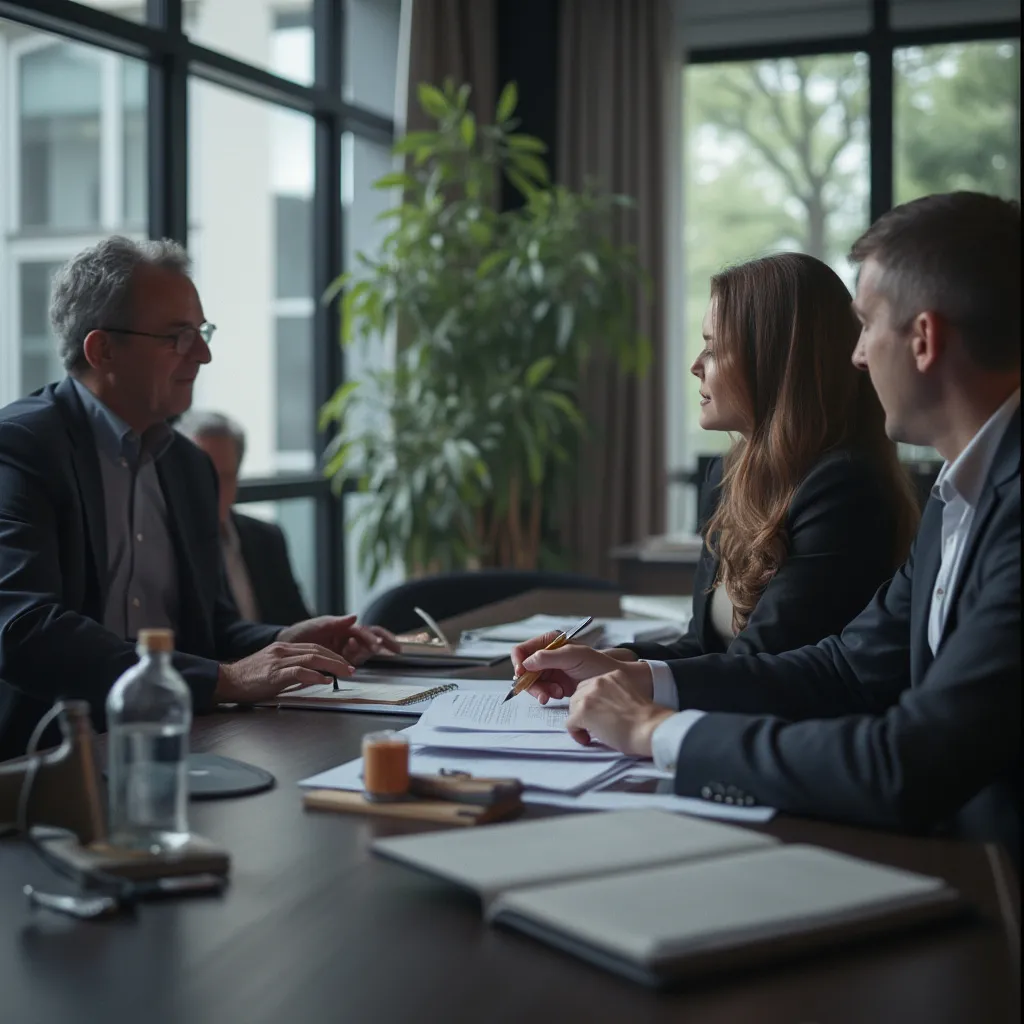 Equipo de consultores en reunión estratégica